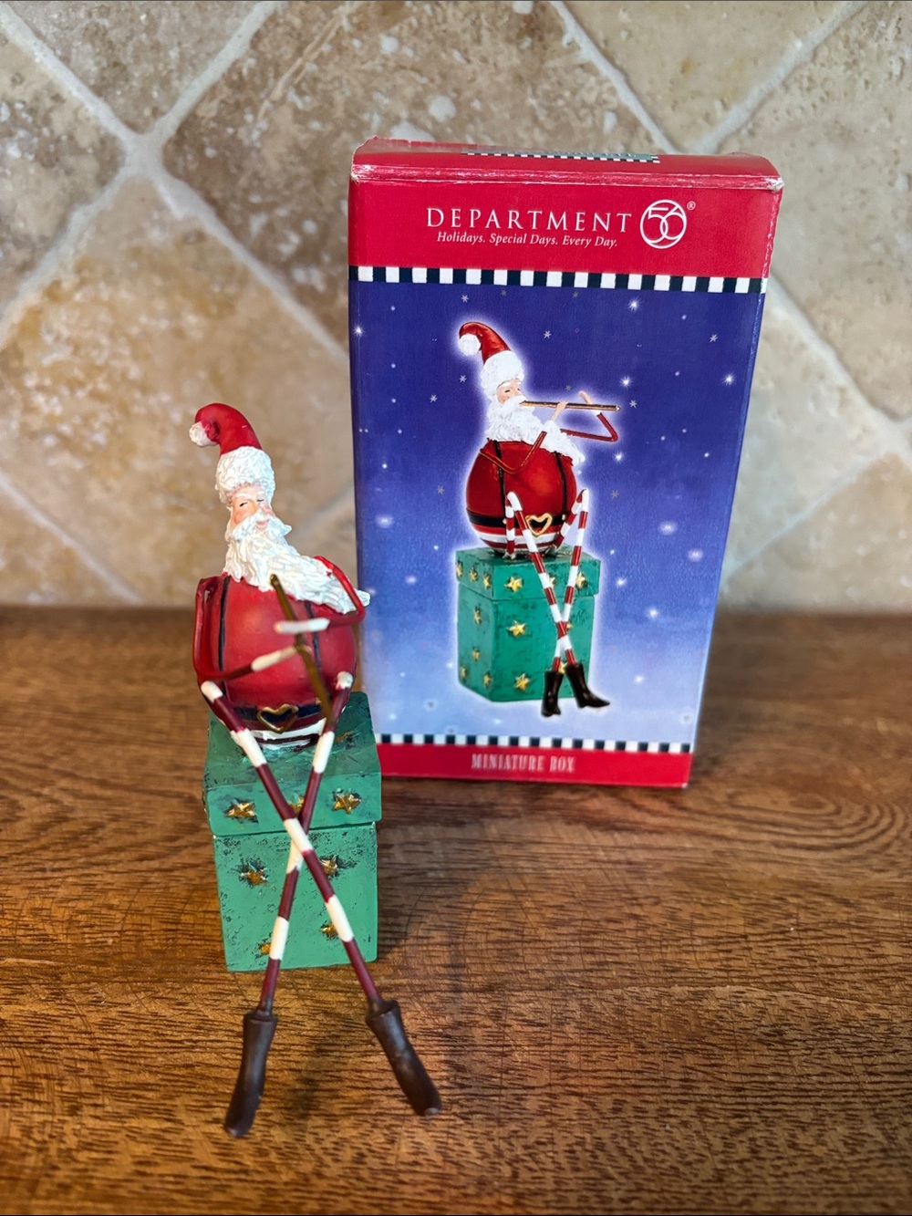 Vintage Department 56 Santa on Gift Miniature Box Figurine